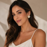 Aretes dorados Thalía de ZYRAL en modelo