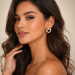 Aretes dorados Corazón Perla de ZYRAL en modelo