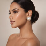 Aretes dorados Duna de ZYRAL en modelo