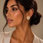 Aretes dorados Flora de ZYRAL en modelo
