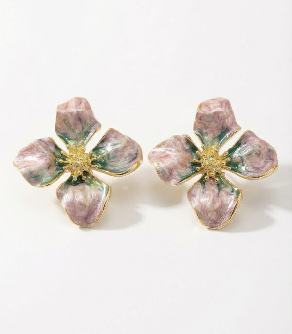 Aretes Dorados Con Rosado Y Verde Iris de ZYRAL