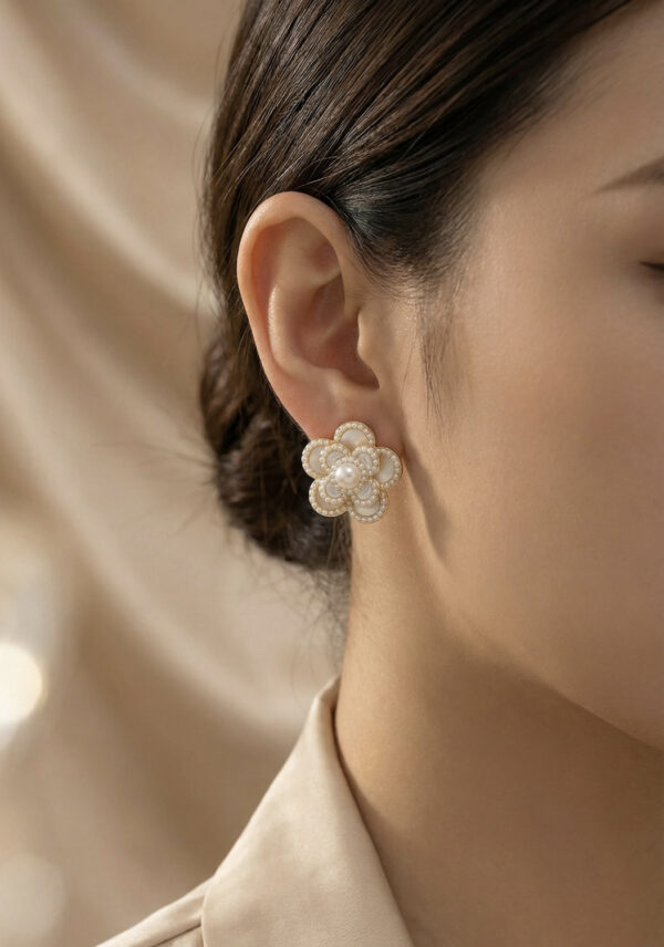 Aretes dorados Nara de ZYRAL en modelo