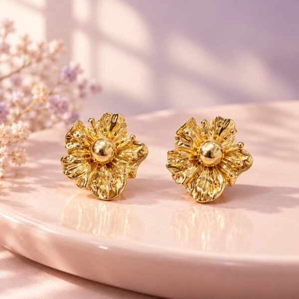 Aretes dorados Flor Aurora Mini