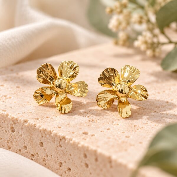 Aretes dorados Orquídea Sol