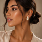 Aretes dorados Thalía de ZYRAL en modelo