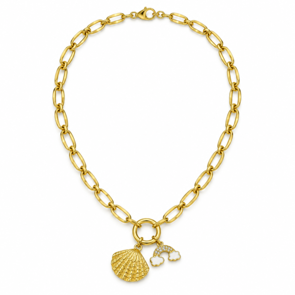 Collar dorado Cristal - fondo blanco